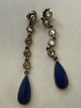 Elegant Blue Lia Sophia Teardrop Drop Earrings with Crystal Accents